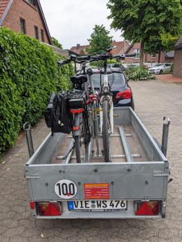 Fahrradtransport Anhänger Mieten bis 4 Fahrräder auch E-Bike 750 kg ca. 201x108 ab 25.- €