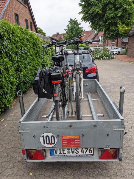 Fahrradtransport Anhänger Mieten bis 4 Fahrräder auch E-Bike 750 kg ca. 201x108 ab 25.- €